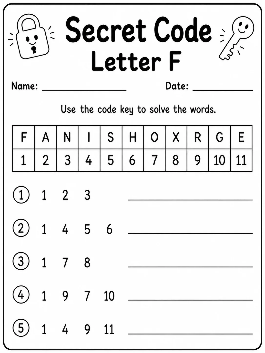 Secret Code Letter A Worksheet Pack page 6 printable worksheet preview