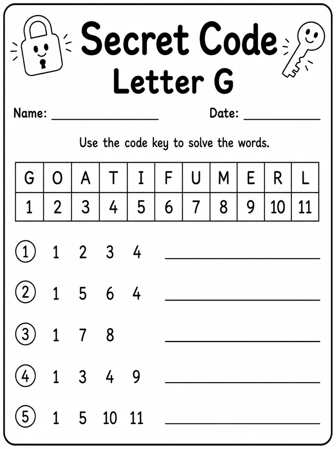 Secret Code Letter A Worksheet Pack page 7 printable worksheet preview