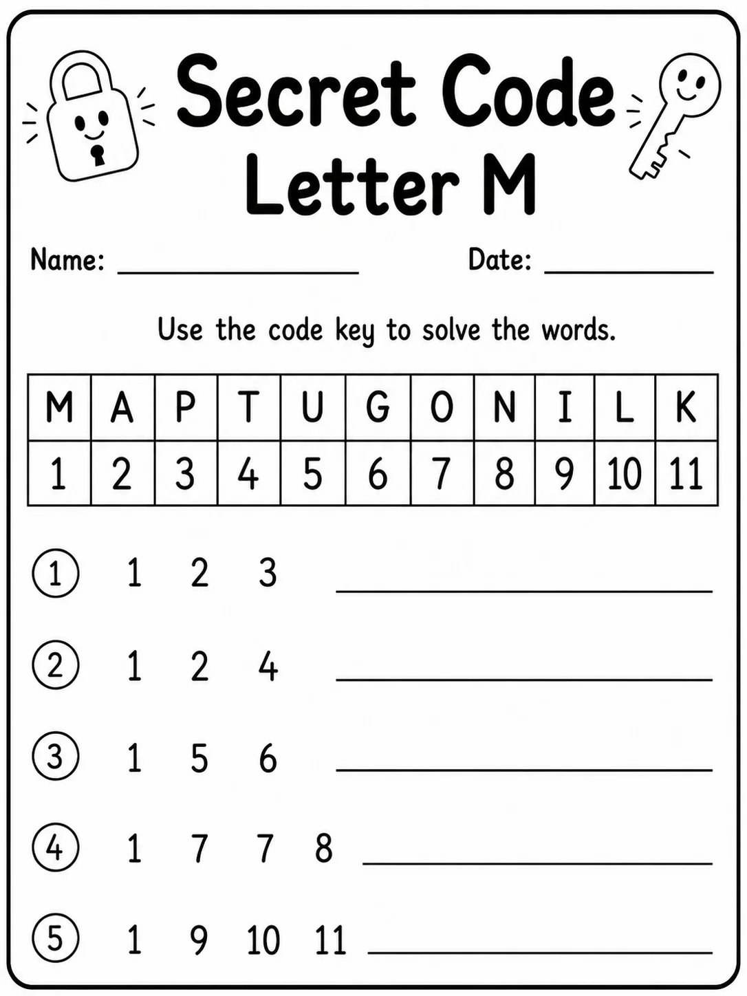 Secret Code Letter K Worksheet Pack page 3 printable worksheet preview