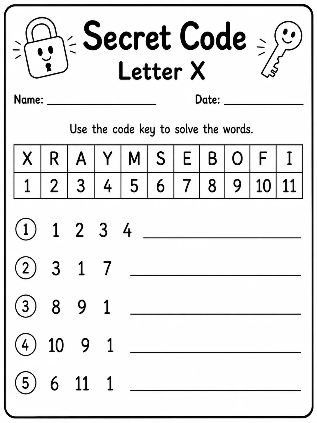 Secret Code Letter U Worksheet Pack page 4 printable worksheet preview