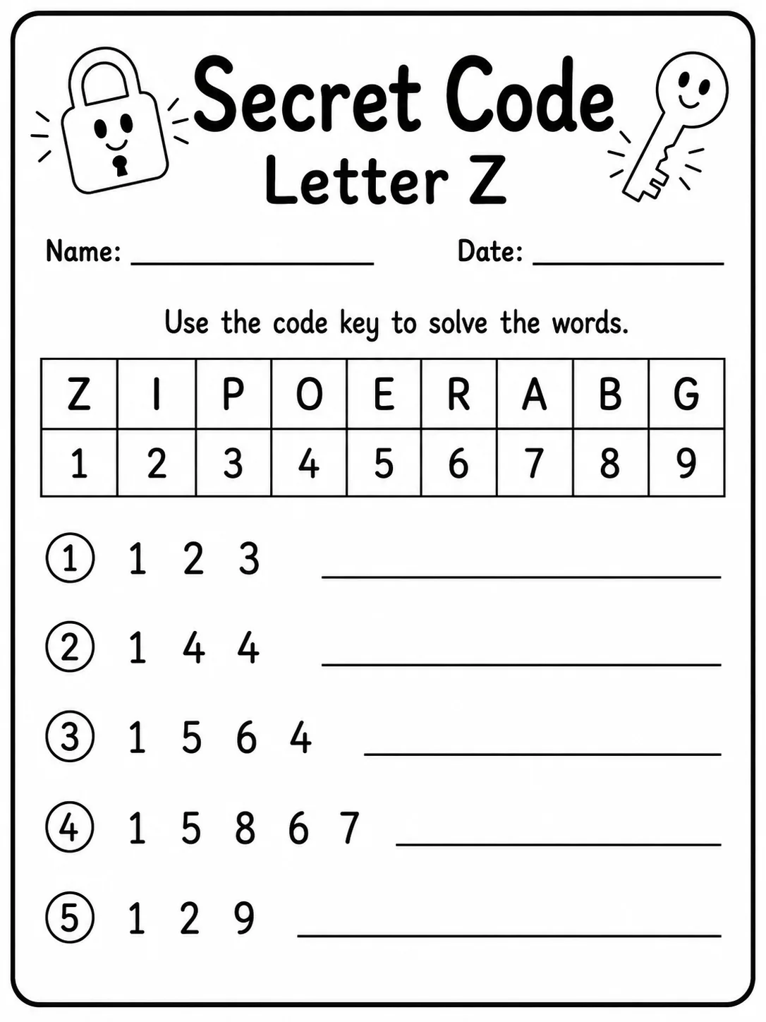 Secret Code Letter U Worksheet Pack page 6 printable worksheet preview