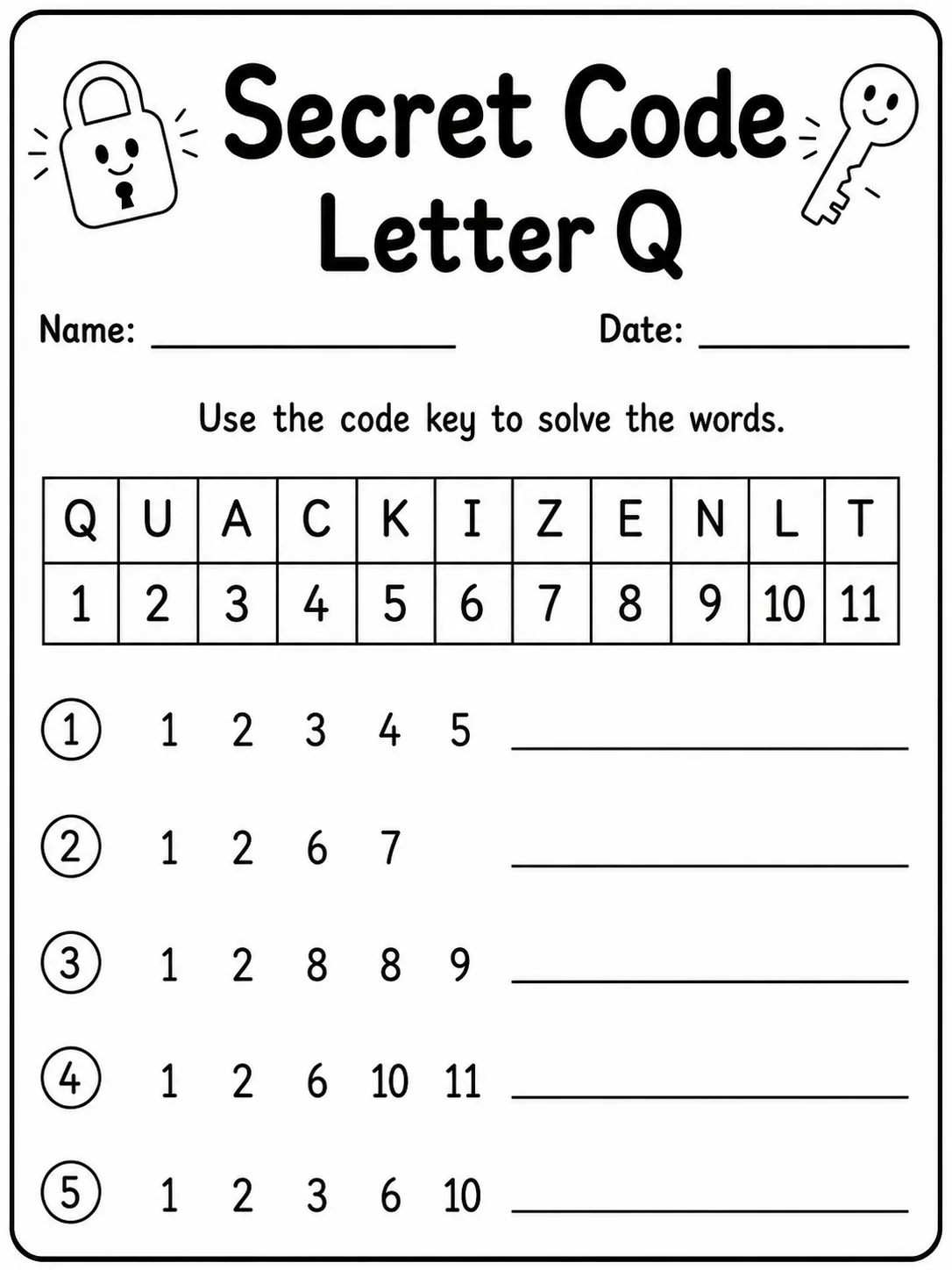 Secret Code Letter U Worksheet Pack page 7 printable worksheet preview