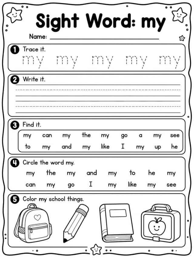 Sight Word: my Worksheet Pack