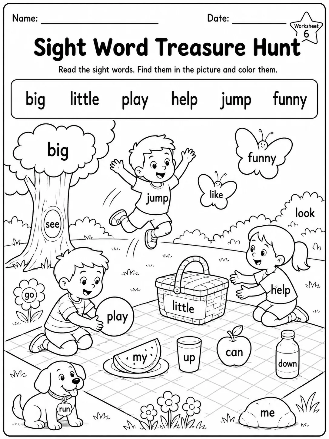 Sight Word Treasure Hunt Worksheet Pack page 6 printable worksheet preview