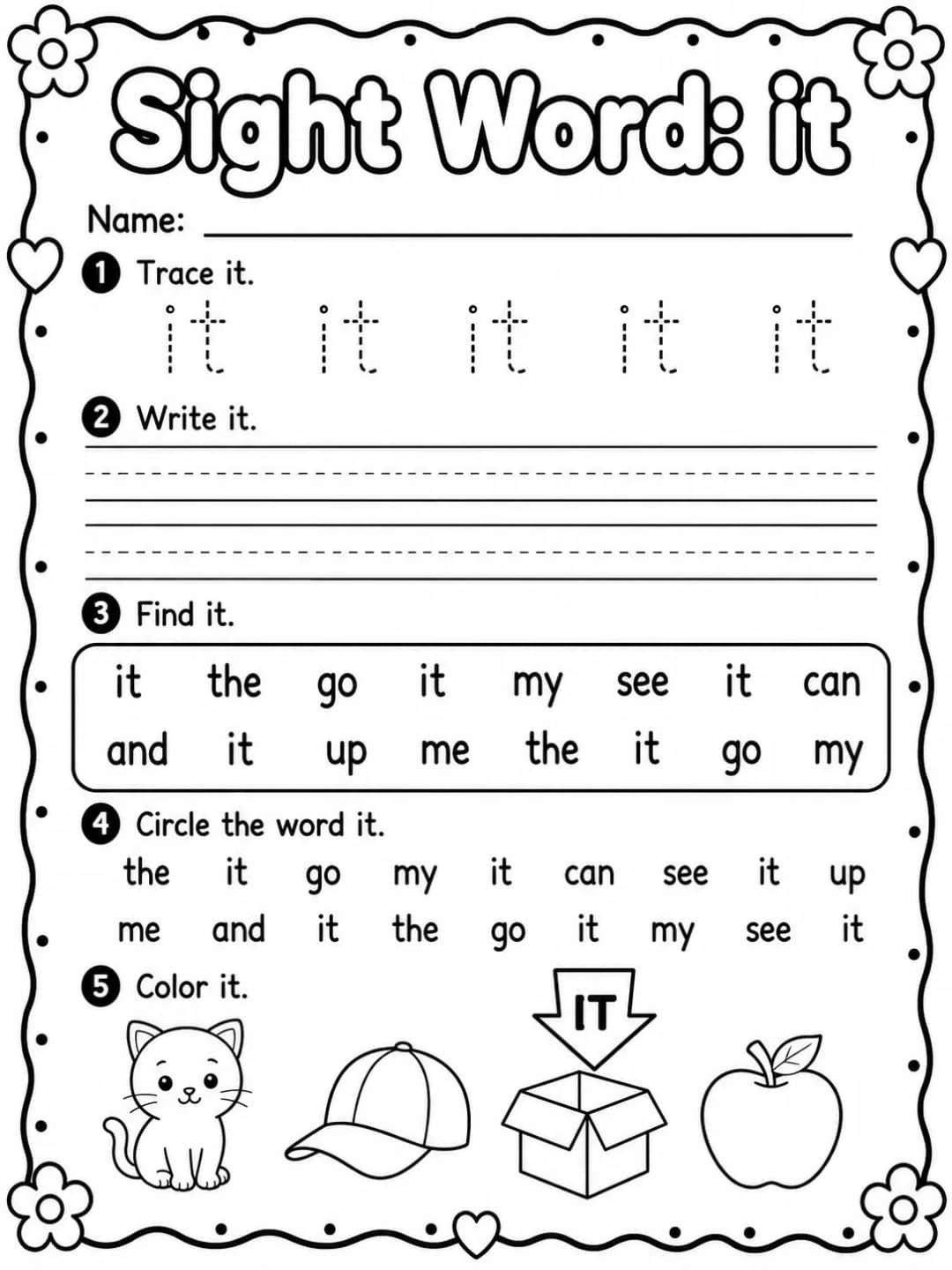 Sight Words in Worksheet Pack 10 printable pages preview from KiwiBee