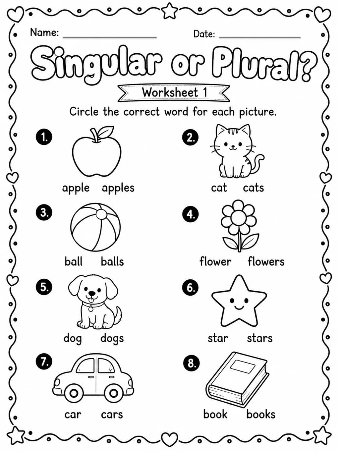 Singular or Plural? Worksheet Pack 10 printable pages preview from KiwiBee