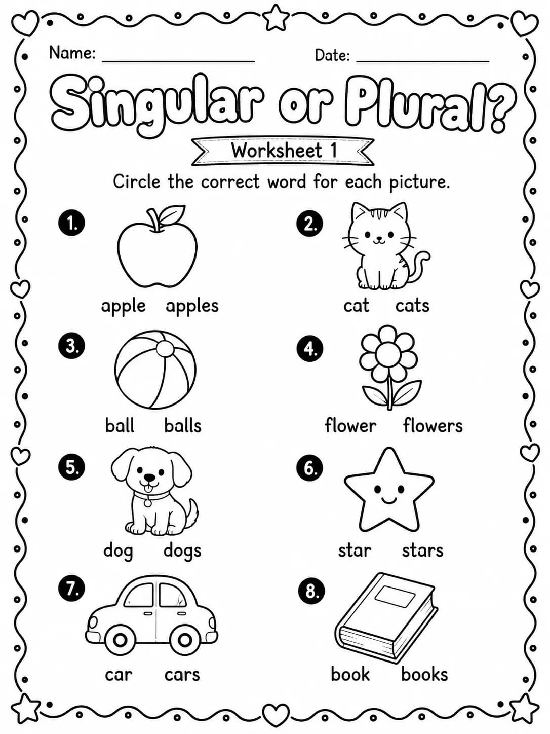 Singular or Plural? Worksheet Pack 10 printable pages preview from KiwiBee