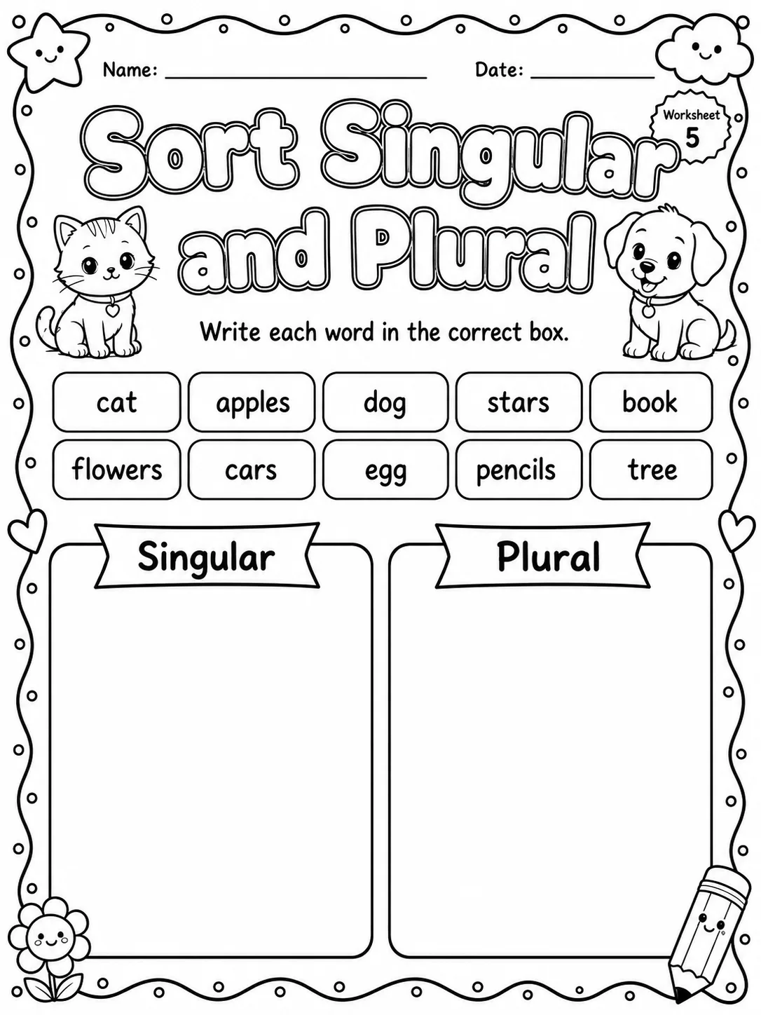 Singular or Plural? Worksheet Pack page 4 printable worksheet preview