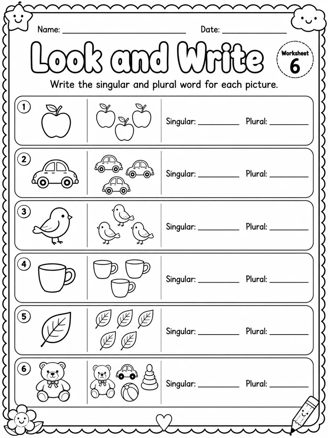 Singular or Plural? Worksheet Pack page 5 printable worksheet preview