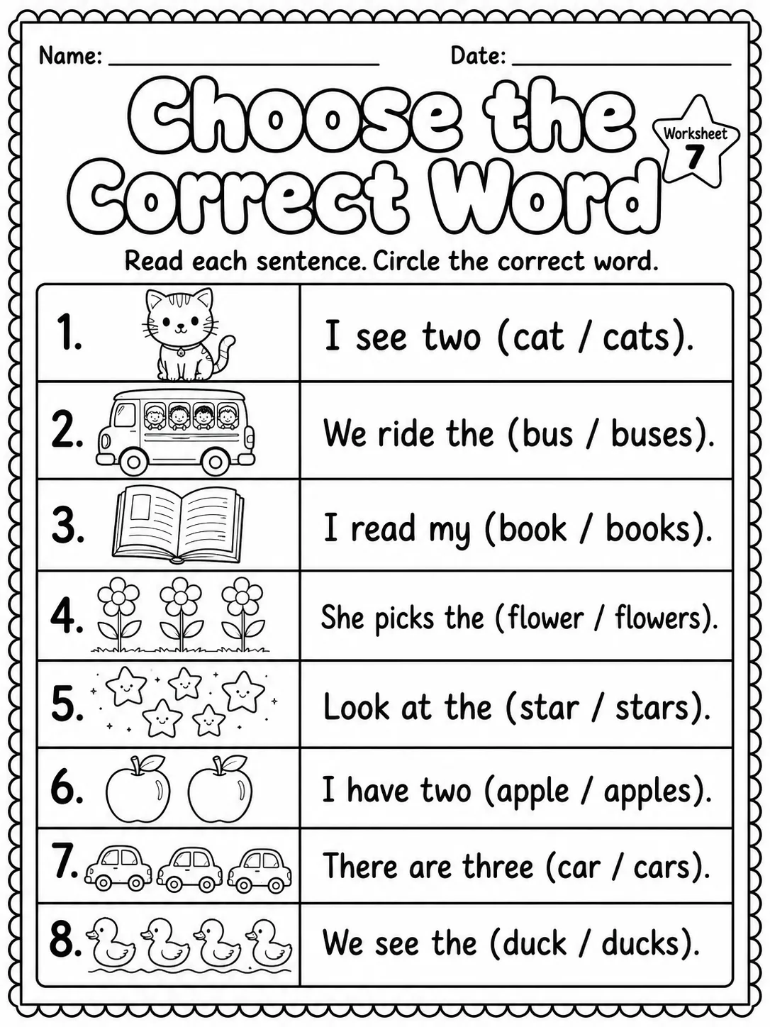 Singular or Plural? Worksheet Pack page 6 printable worksheet preview