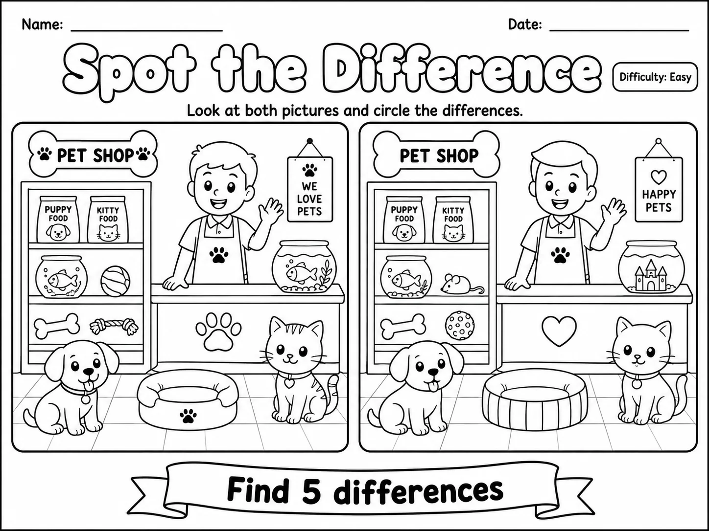 Spot the Difference Worksheet Pack - Set 4 page 2 printable worksheet preview