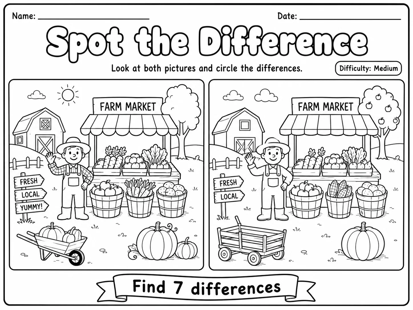 Spot the Difference Worksheet Pack - Set 4 page 5 printable worksheet preview