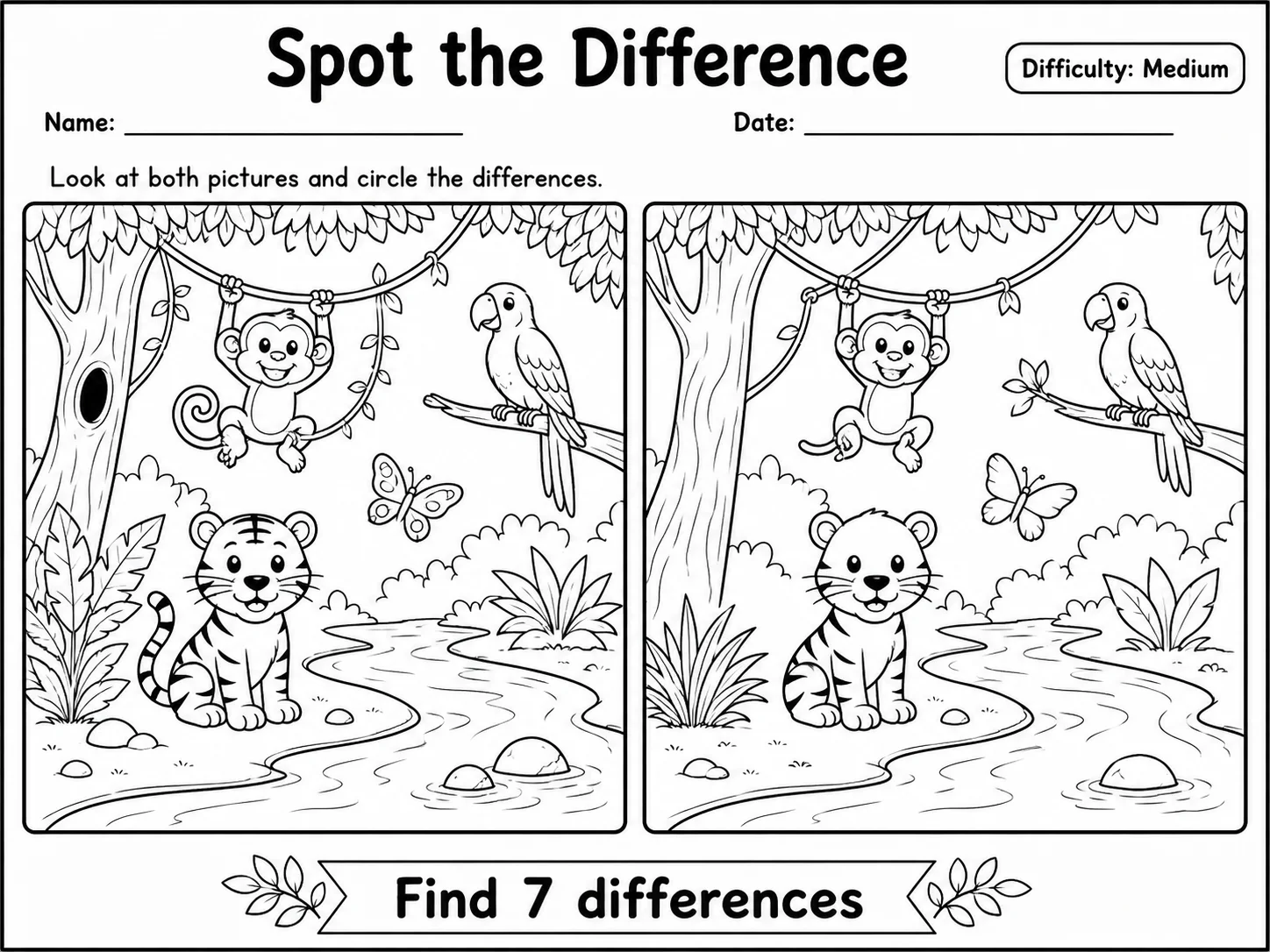 Spot the Difference Worksheet Pack page 4 printable worksheet preview