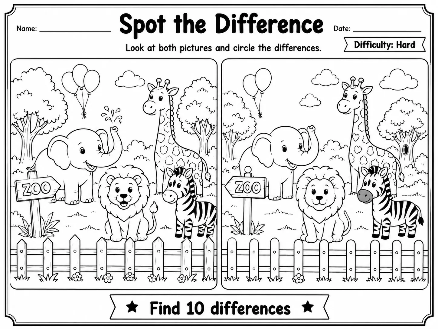Spot the Difference Worksheet Pack page 9 printable worksheet preview