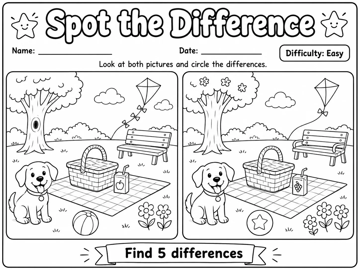 Spot the Difference Worksheet Pack page 2 printable worksheet preview