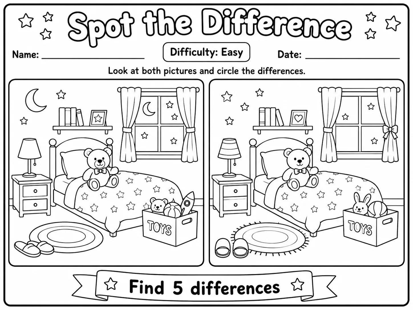 Spot the Difference Worksheet Pack page 3 printable worksheet preview