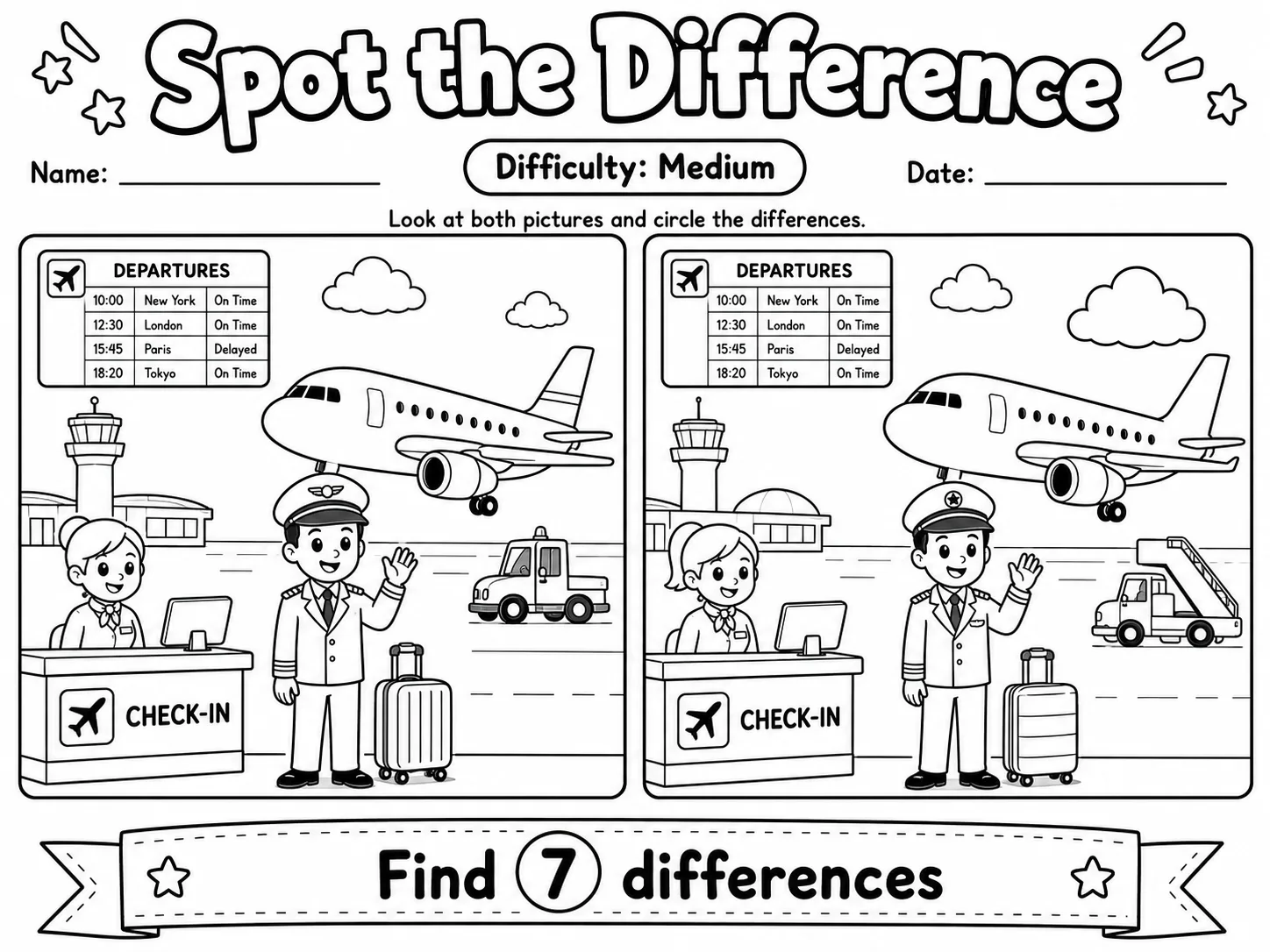 Spot the Difference Worksheet Pack page 5 printable worksheet preview