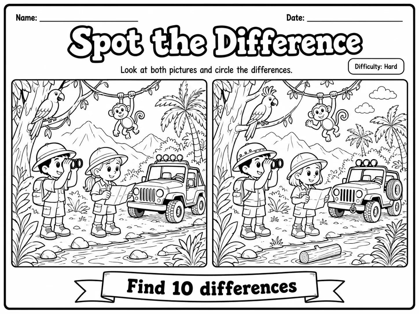 Spot the Difference Worksheet Pack page 9 printable worksheet preview