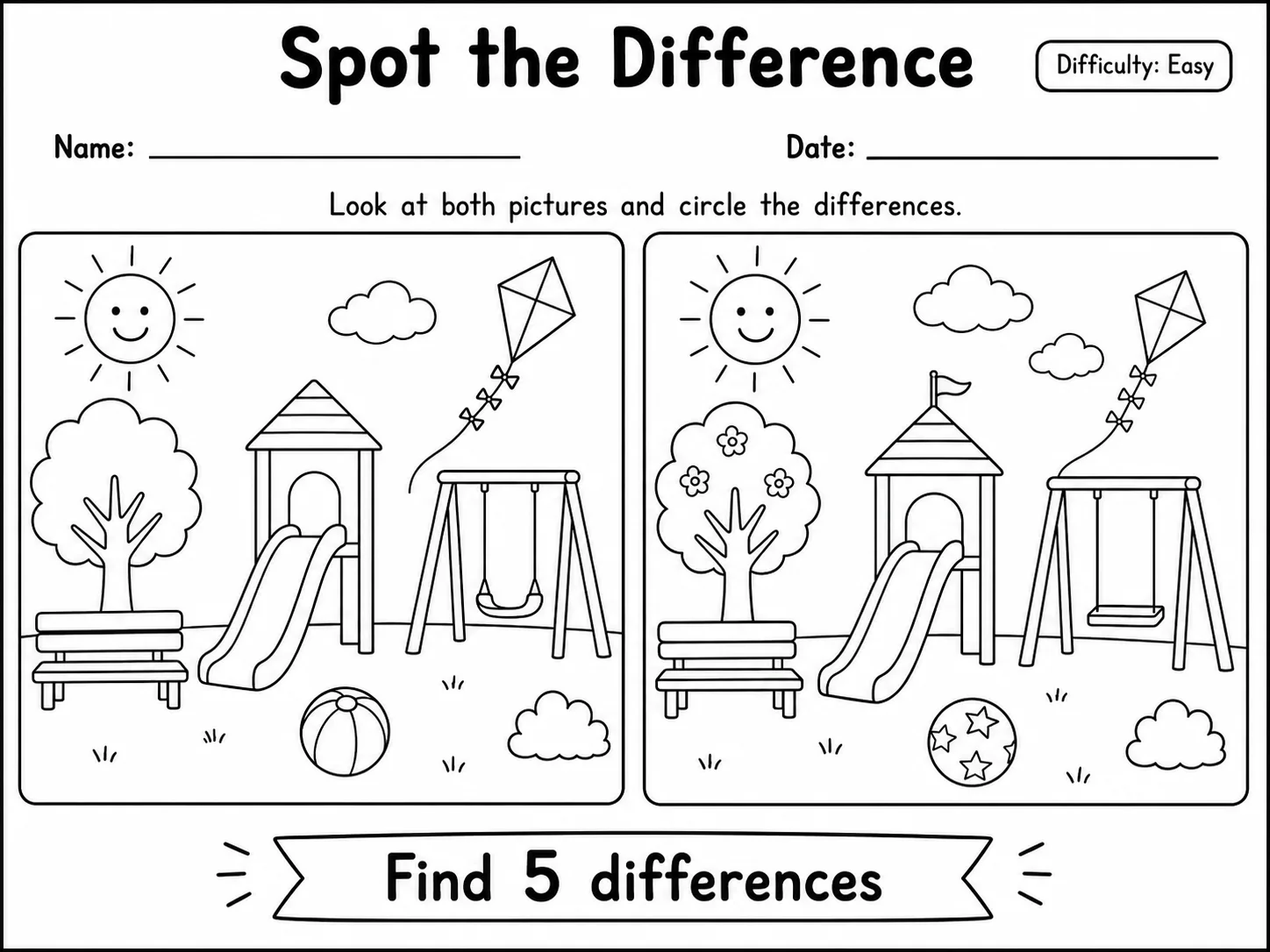 Spot the Difference Worksheet Pack - Set 2 page 3 printable worksheet preview
