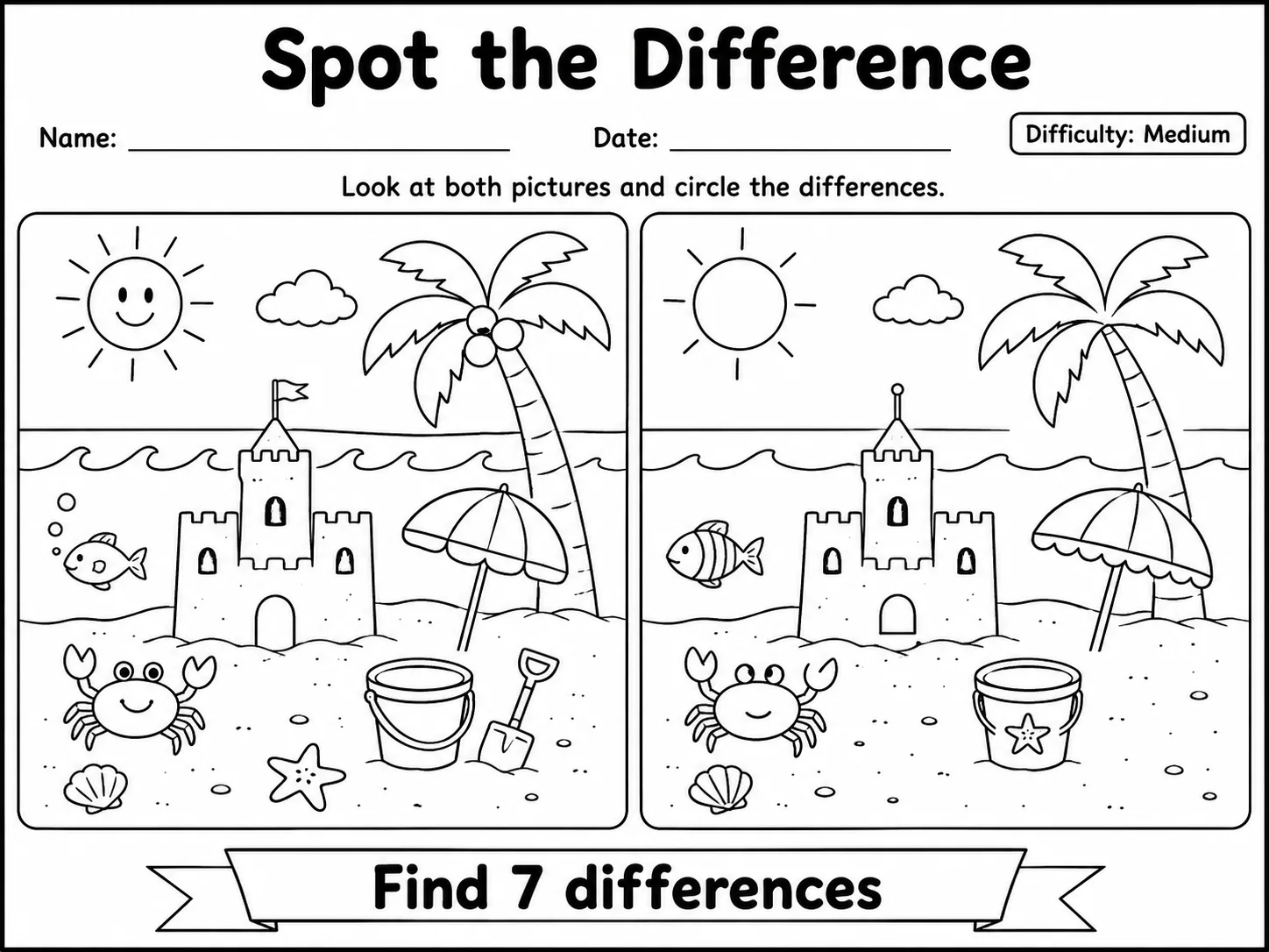 Spot the Difference Worksheet Pack - Set 2 page 6 printable worksheet preview