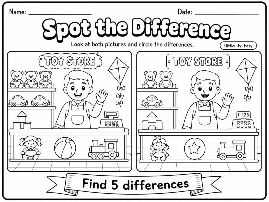 Spot the Difference Worksheet Pack - Set 3 10 printable pages preview from KiwiBee