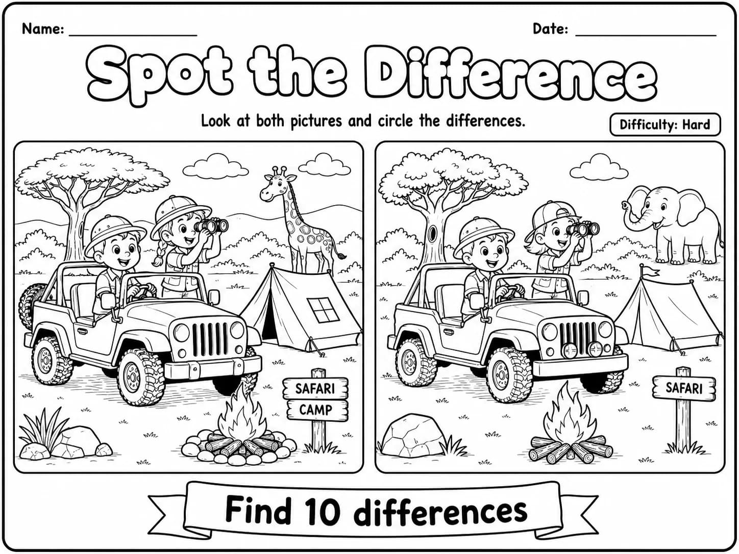 Spot the Difference Worksheet Pack - Set 3 page 9 printable worksheet preview