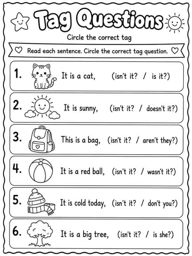 Tag Questions Worksheet Pack