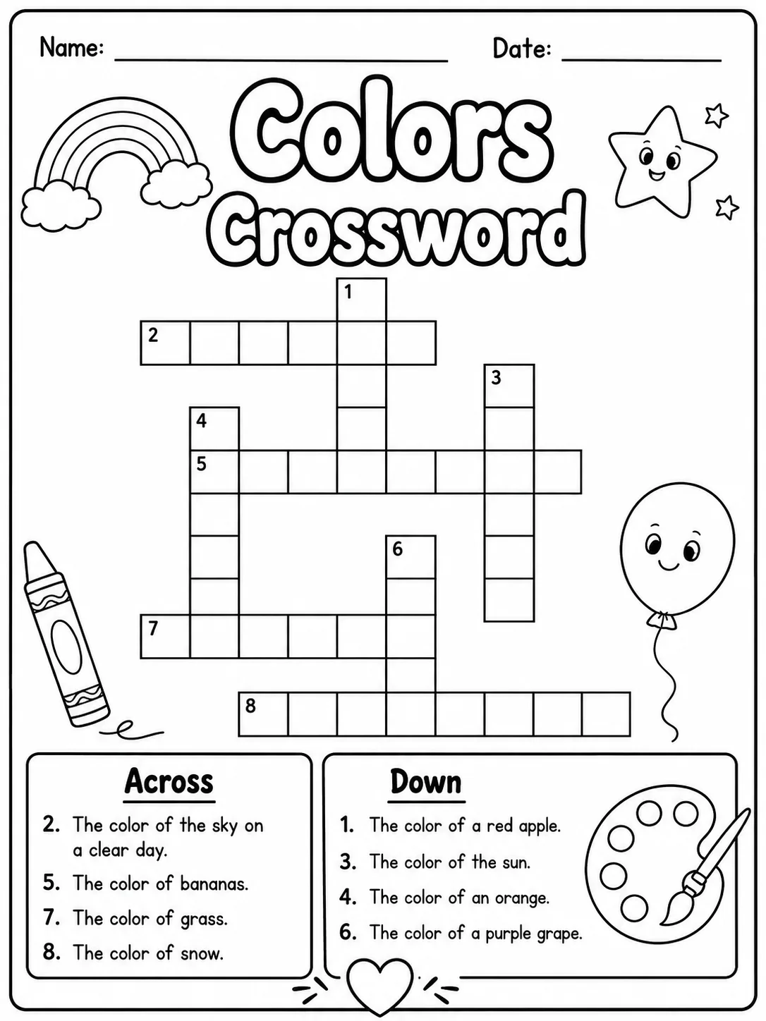 Body Parts Crossword Worksheet Pack page 4 printable worksheet preview