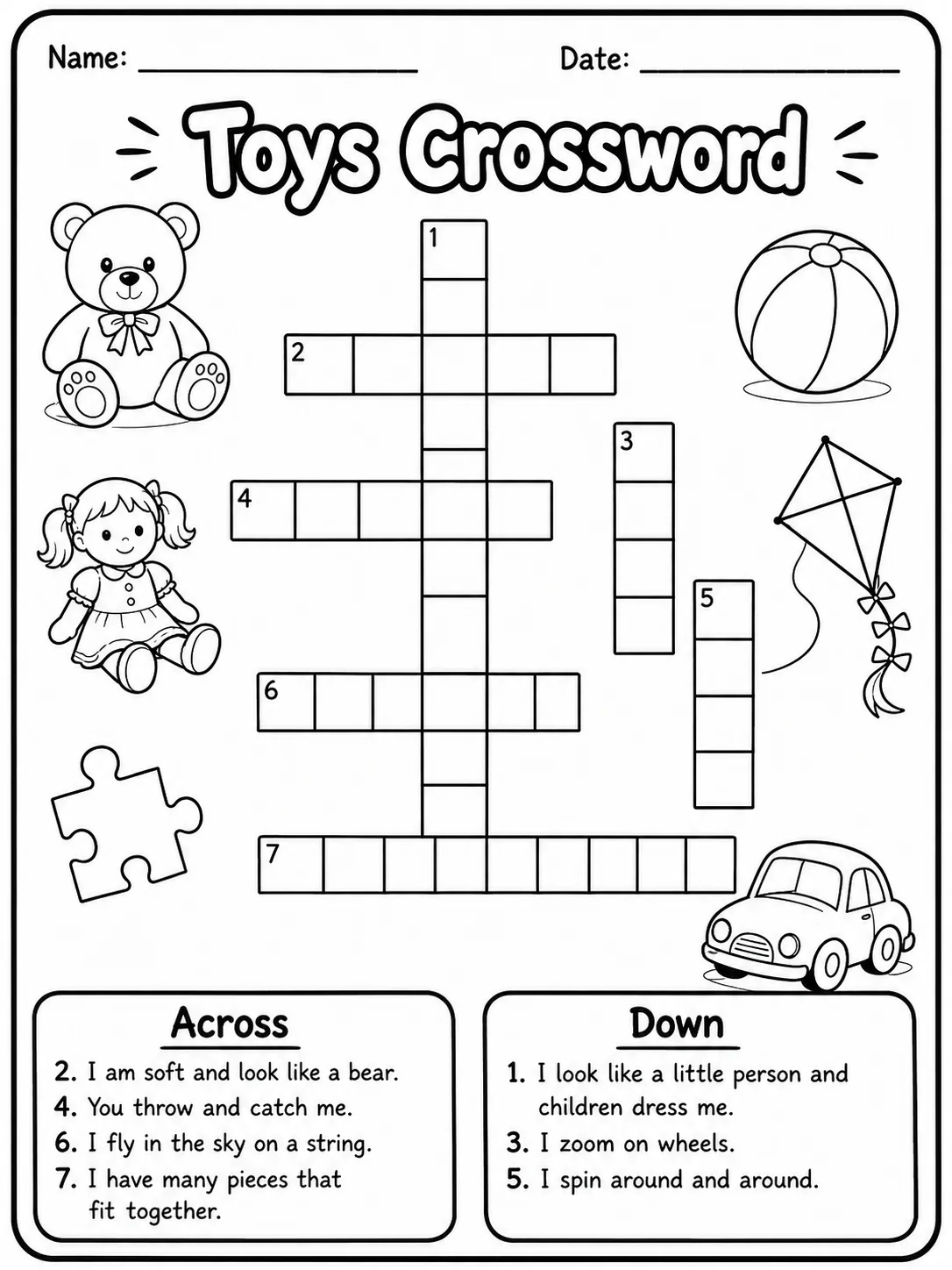 Body Parts Crossword Worksheet Pack page 9 printable worksheet preview