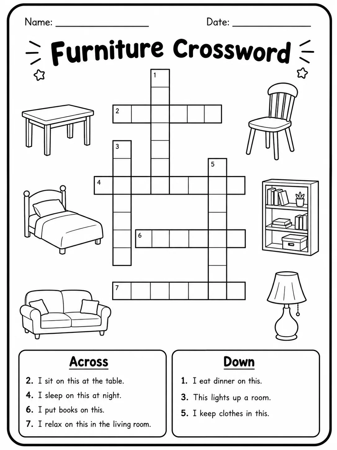 Family Members Crossword Worksheet Pack page 6 printable worksheet preview