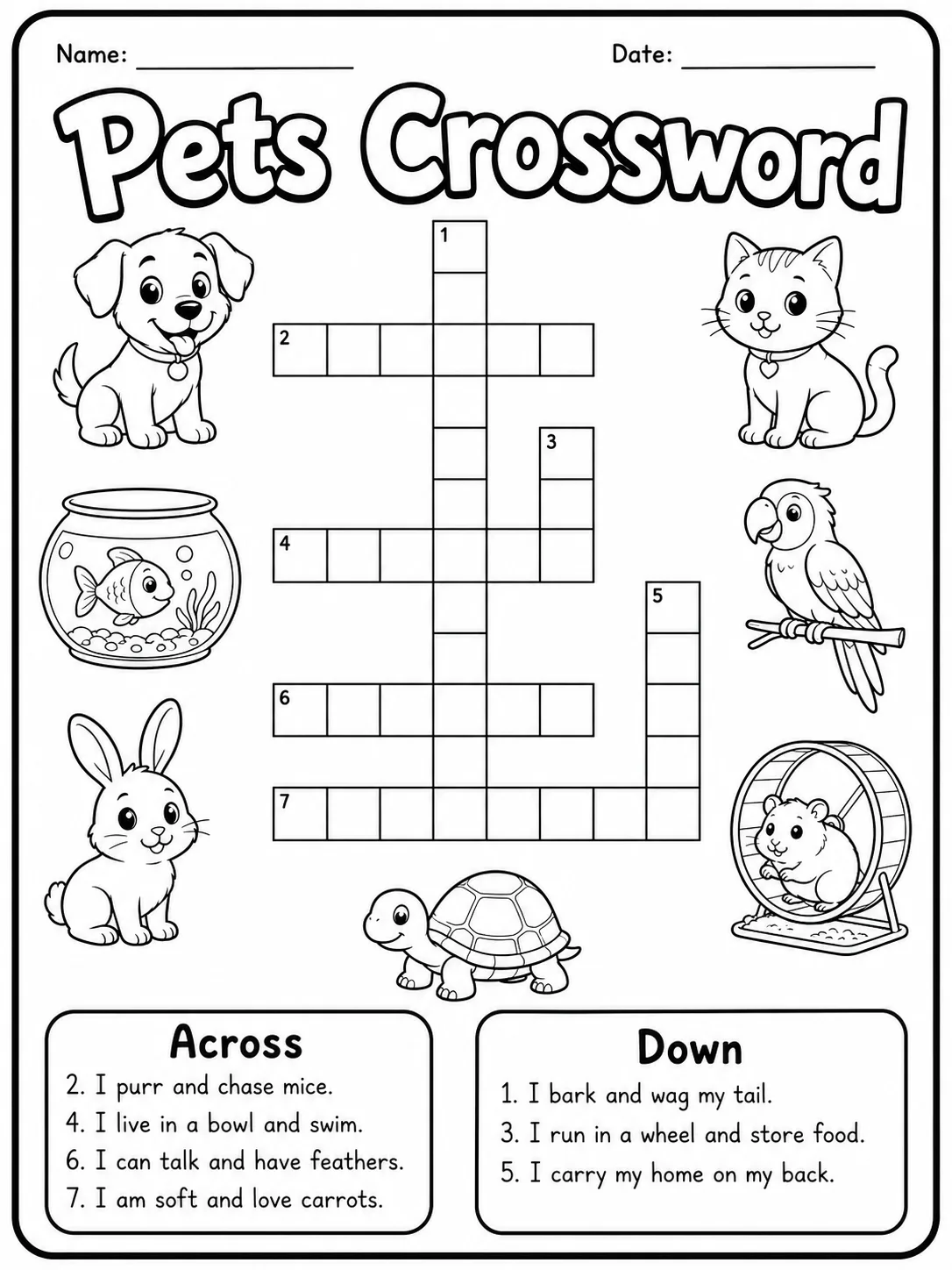 Grade 2 Themed Vocabulary Crossword Worksheet Pack - Set 3 printable preview from KiwiBee