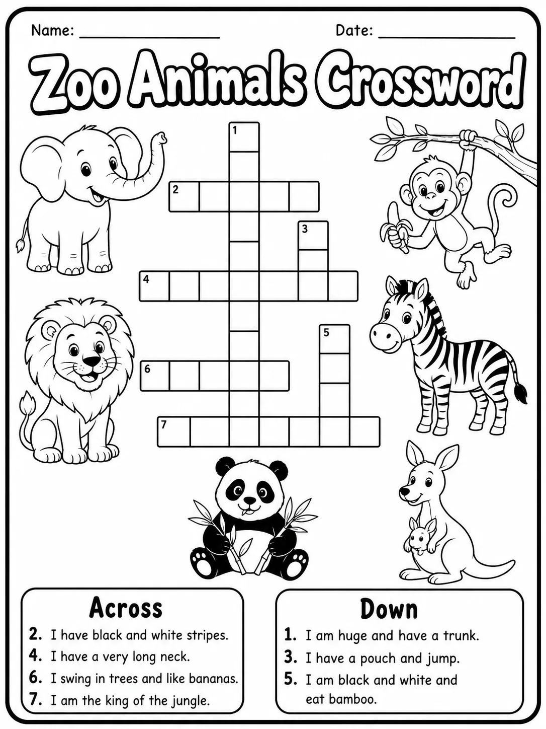 Pets Crossword Worksheet Pack page 6 printable worksheet preview
