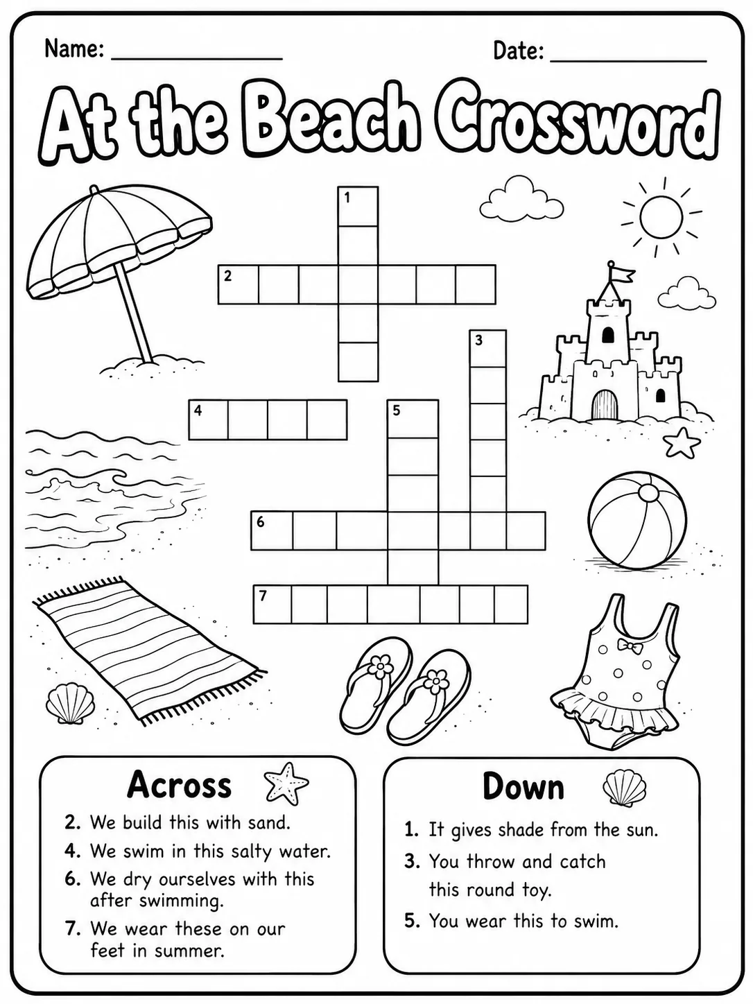 Grade 2 Themed Vocabulary Crossword Worksheet Pack - Set 3 page 10 printable worksheet preview