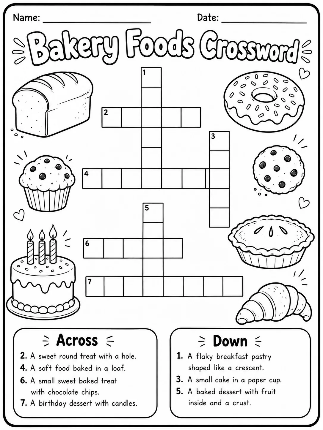Grade 2 Themed Vocabulary Crossword Worksheet Pack - Set 4 printable preview from KiwiBee