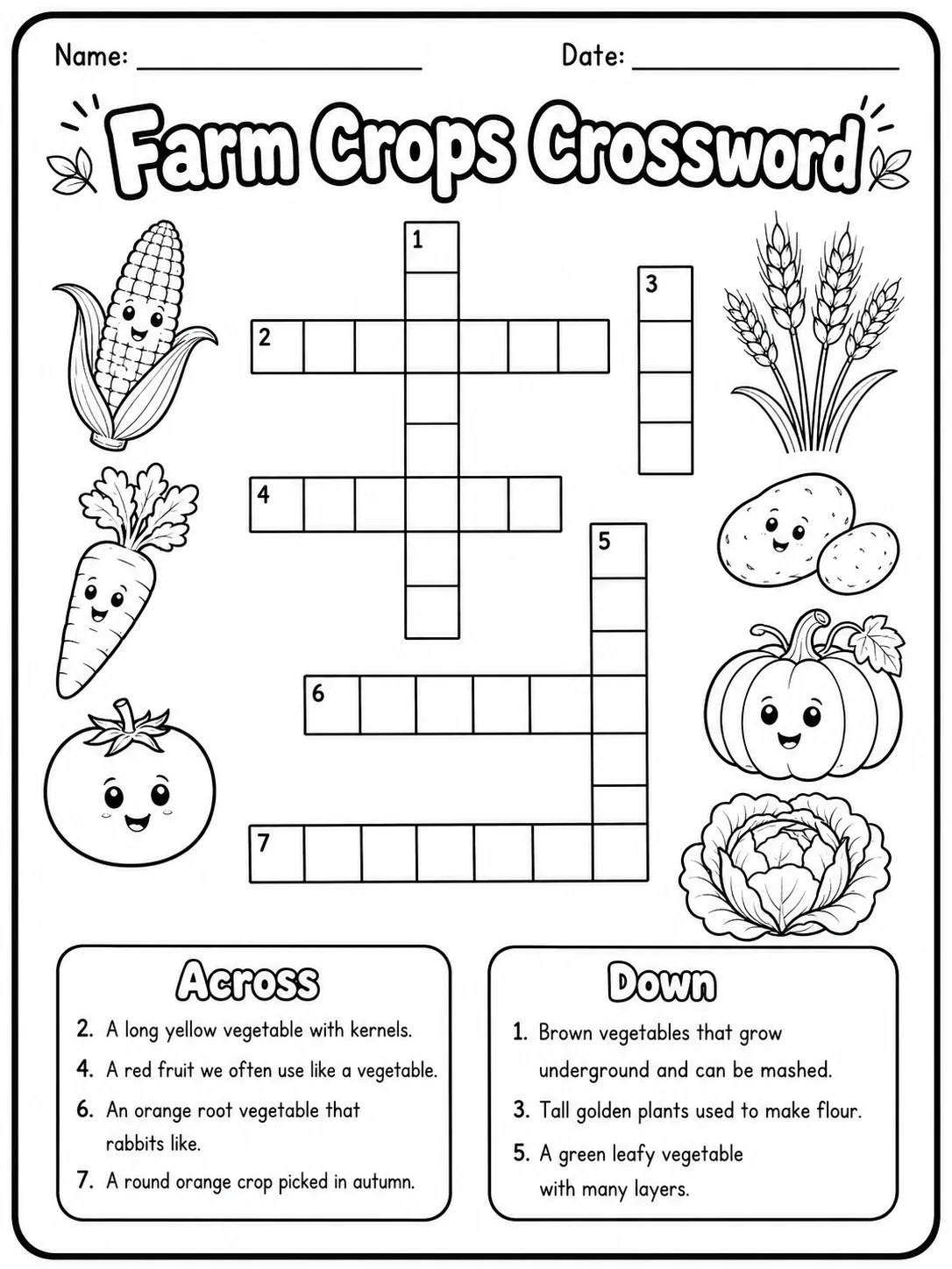 Bakery Foods Crossword Worksheet Pack page 5 printable worksheet preview