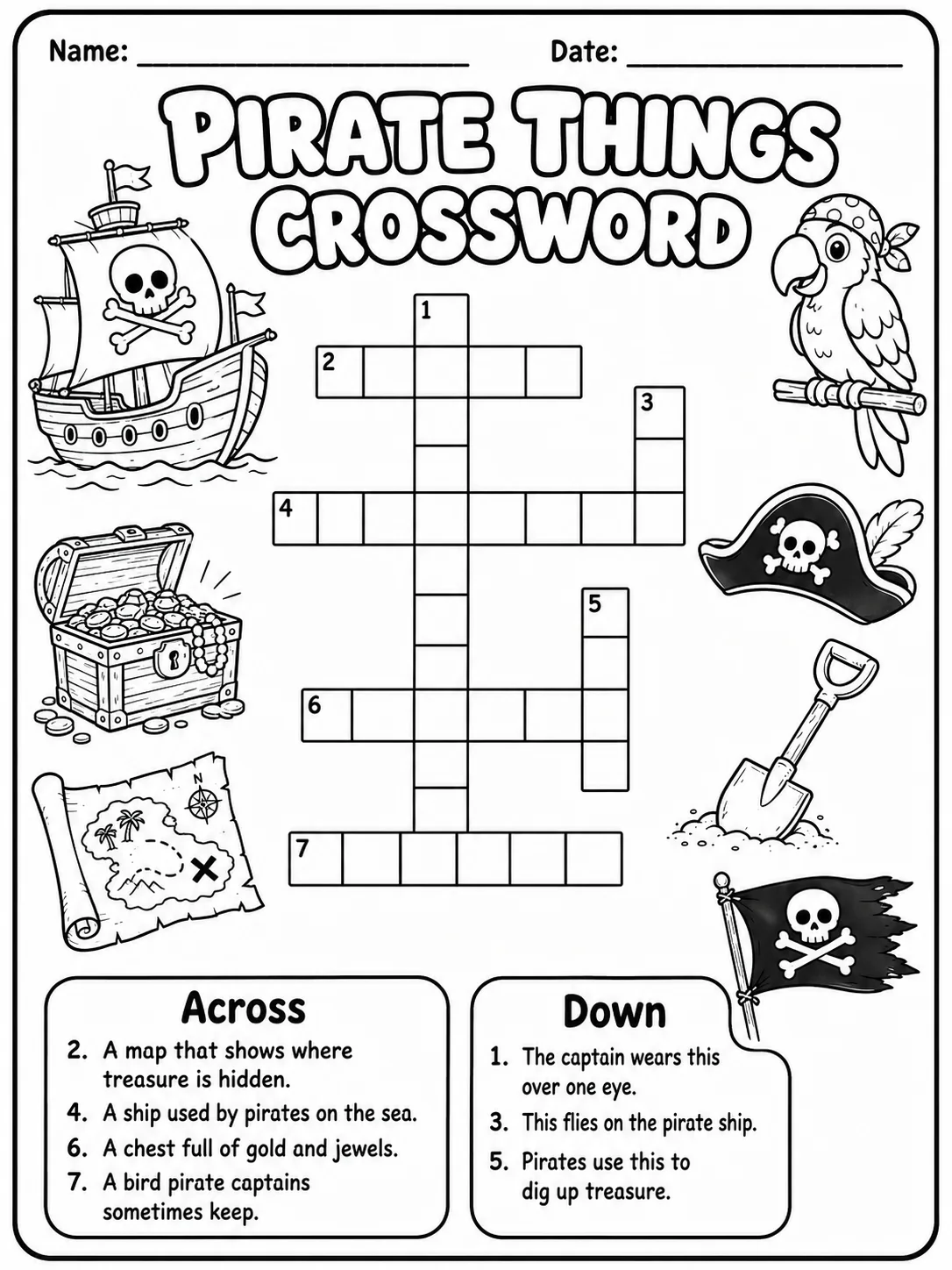 Grade 2 Themed Vocabulary Crossword Worksheet Pack - Set 6 printable preview from KiwiBee