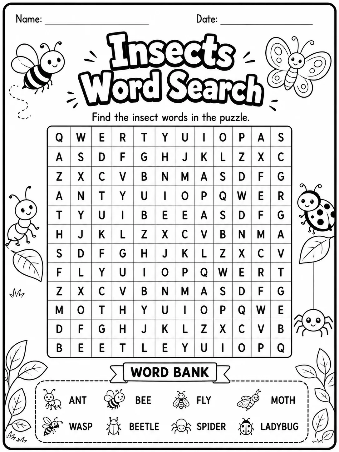 Kindergarten Themed Word Search and Visual Skills Pack - Set 2 printable preview from KiwiBee