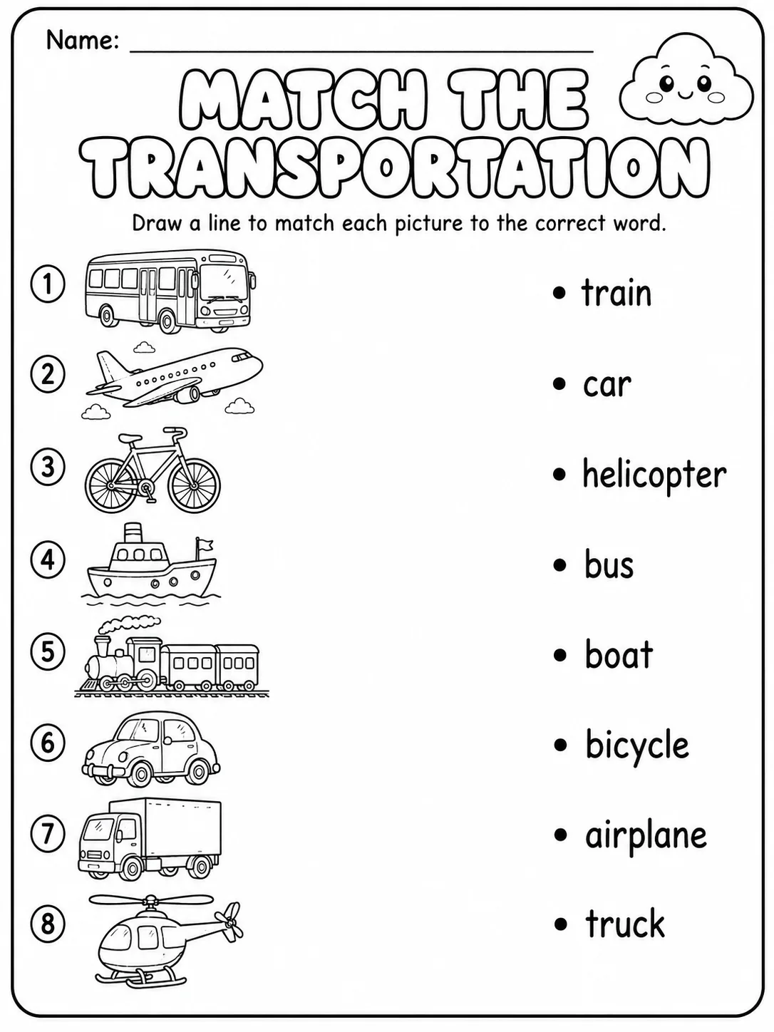 Transportation Worksheet Pack page 2 printable worksheet preview