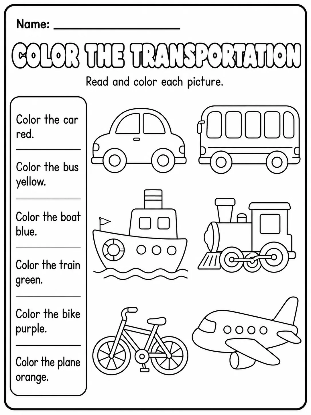 Transportation Worksheet Pack page 3 printable worksheet preview