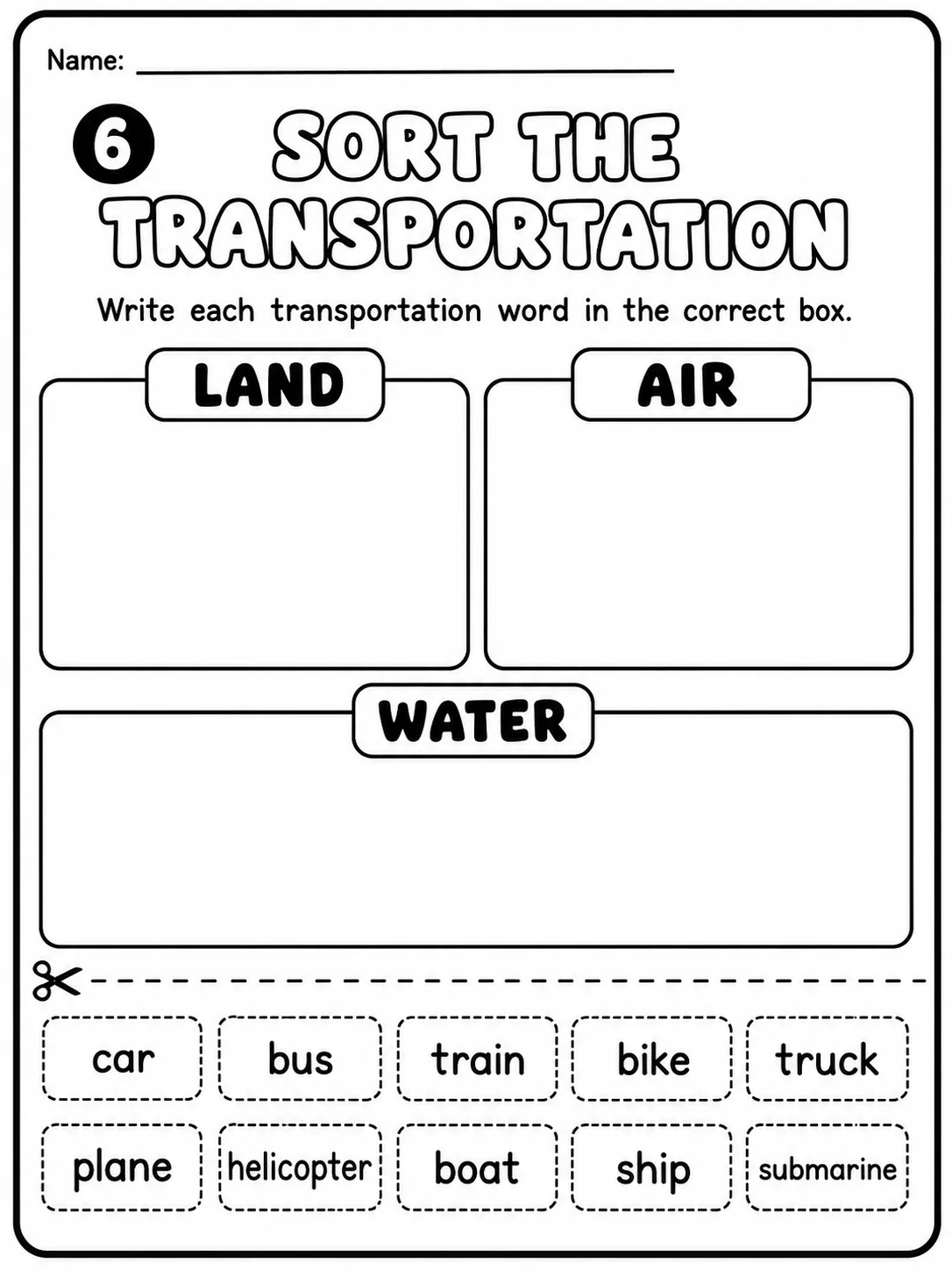 Transportation Worksheet Pack page 6 printable worksheet preview