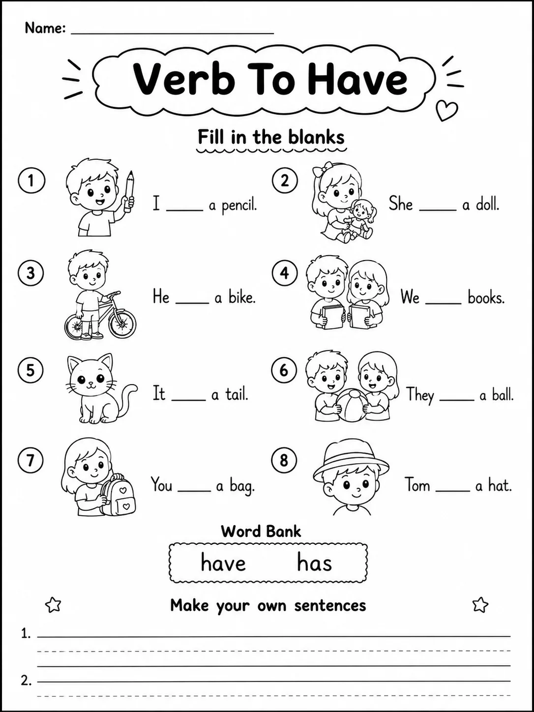 Verb To Have Worksheet Pack page 3 printable worksheet preview