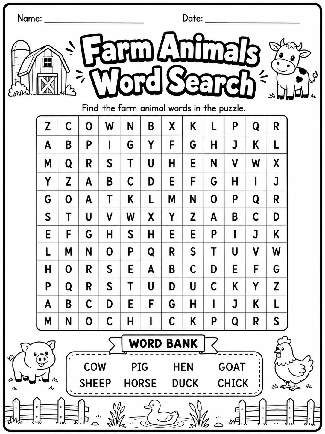 Kindergarten Word Search, Plurals and Visual Skills Pack - Set 1 printable preview from KiwiBee