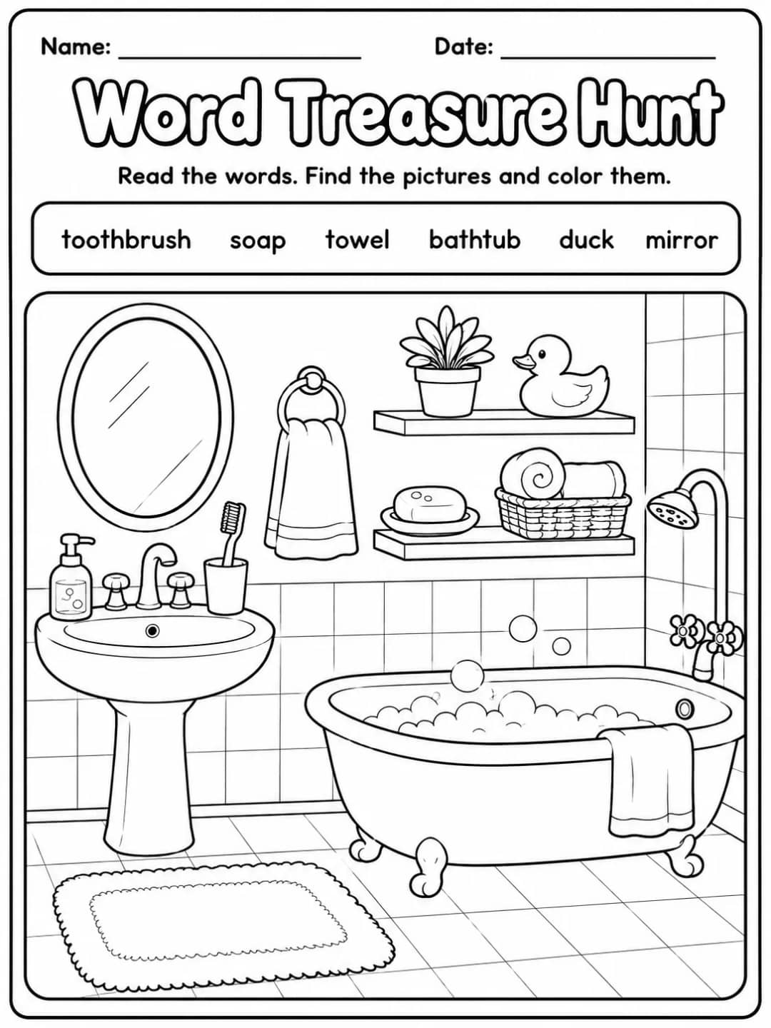 Word Treasure Hunt Worksheet Pack 10 printable pages preview from KiwiBee