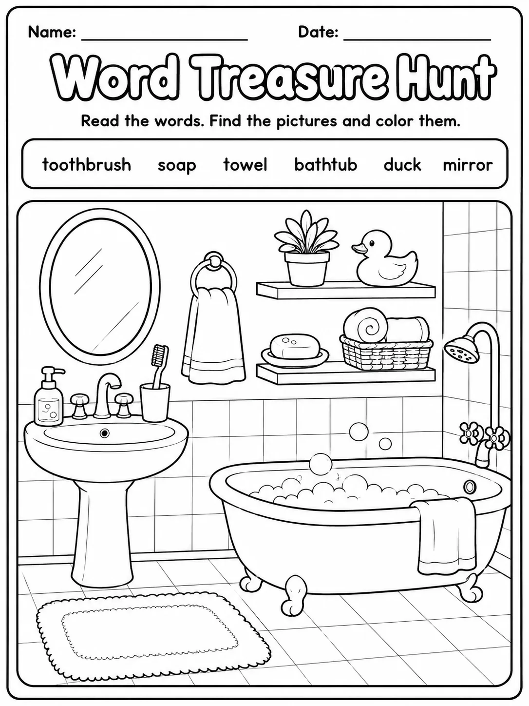 Word Treasure Hunt Worksheet Pack 10 printable pages preview from KiwiBee