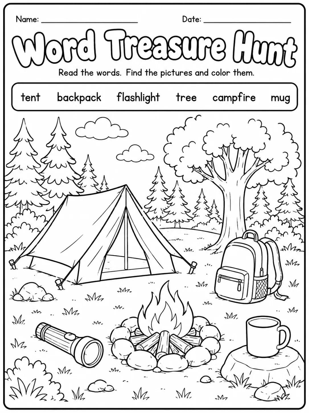 Word Treasure Hunt Worksheet Pack page 2 printable worksheet preview