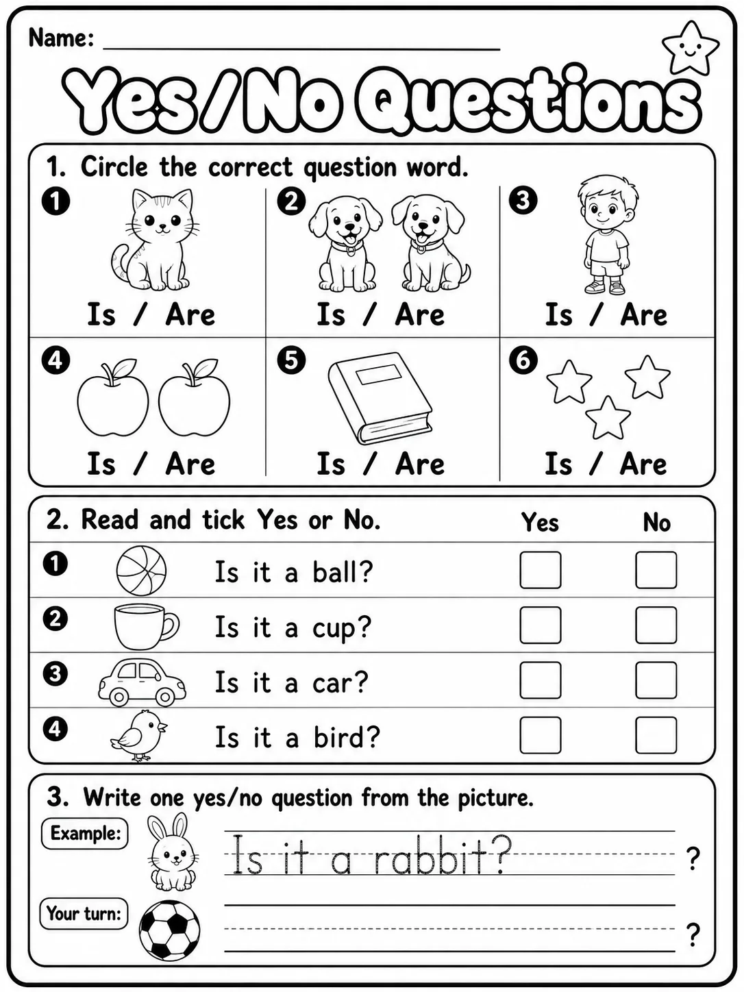 Yes/No Questions Worksheet Pack 10 printable pages preview from KiwiBee