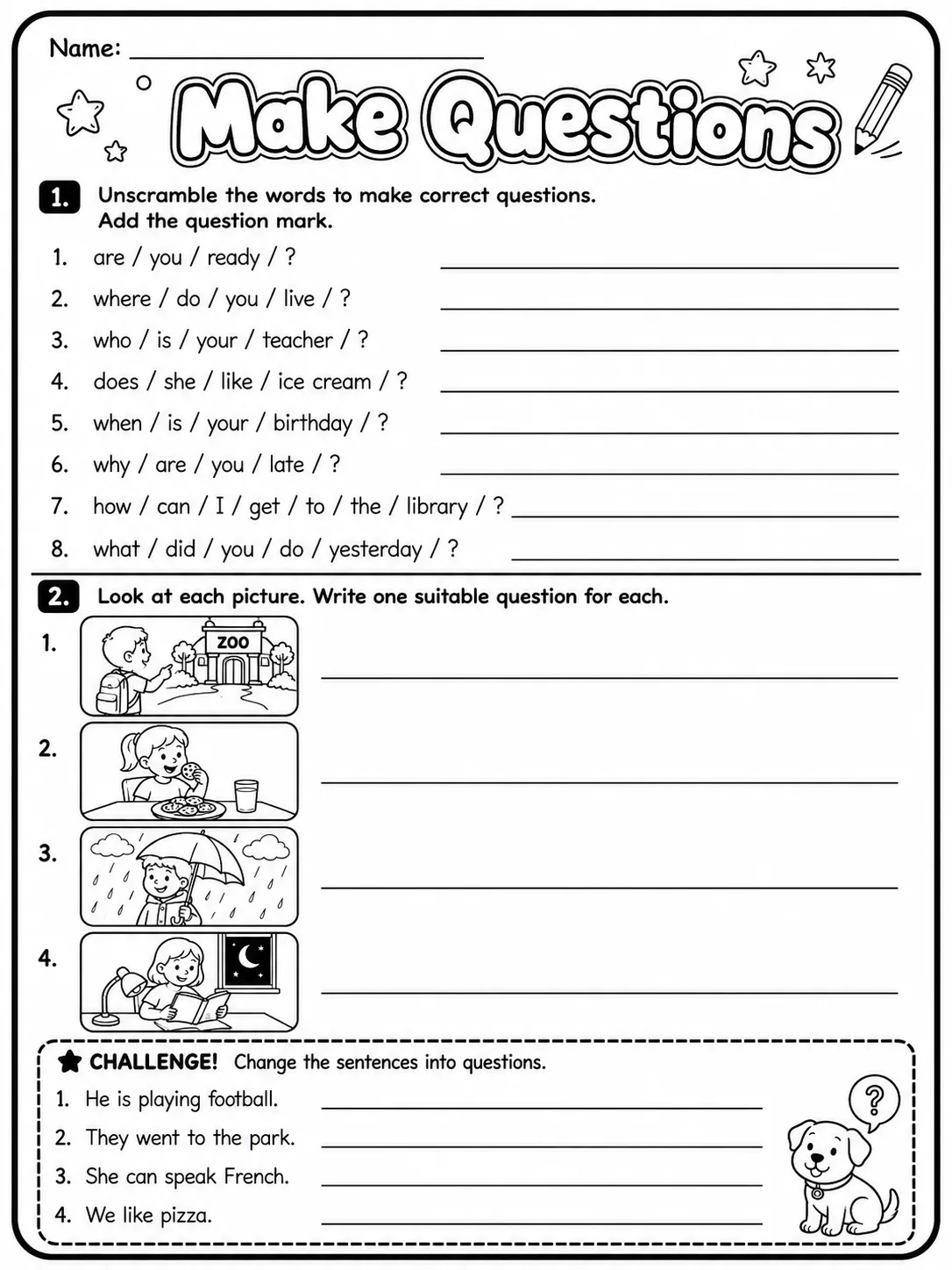 Yes/No Questions Worksheet Pack page 8 printable worksheet preview