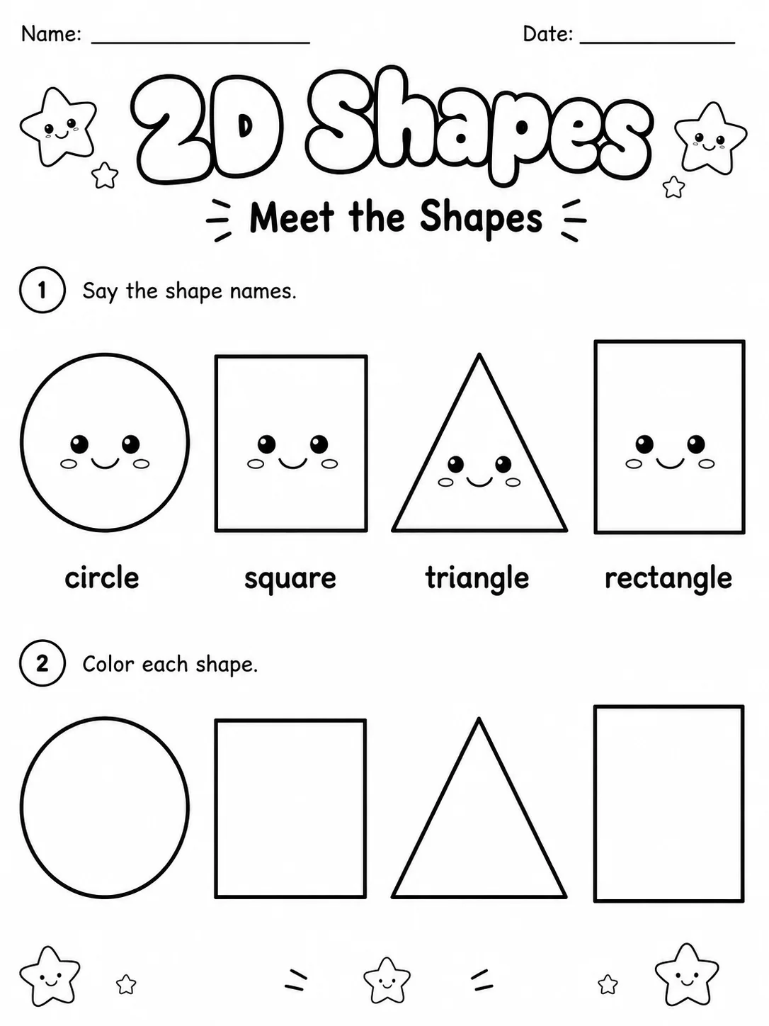 2D Shapes Worksheet Pack 10 printable pages preview from KiwiBee