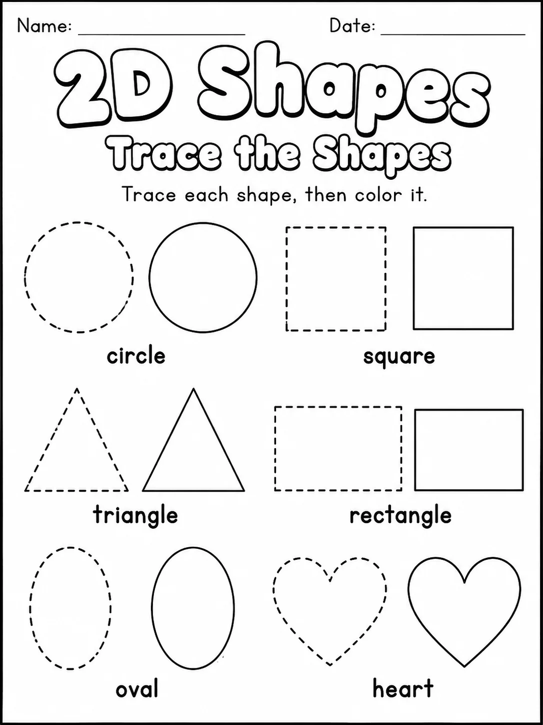 2D Shapes Worksheet Pack page 3 printable worksheet preview