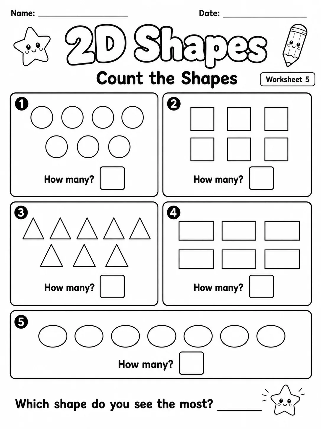 2D Shapes Worksheet Pack page 5 printable worksheet preview